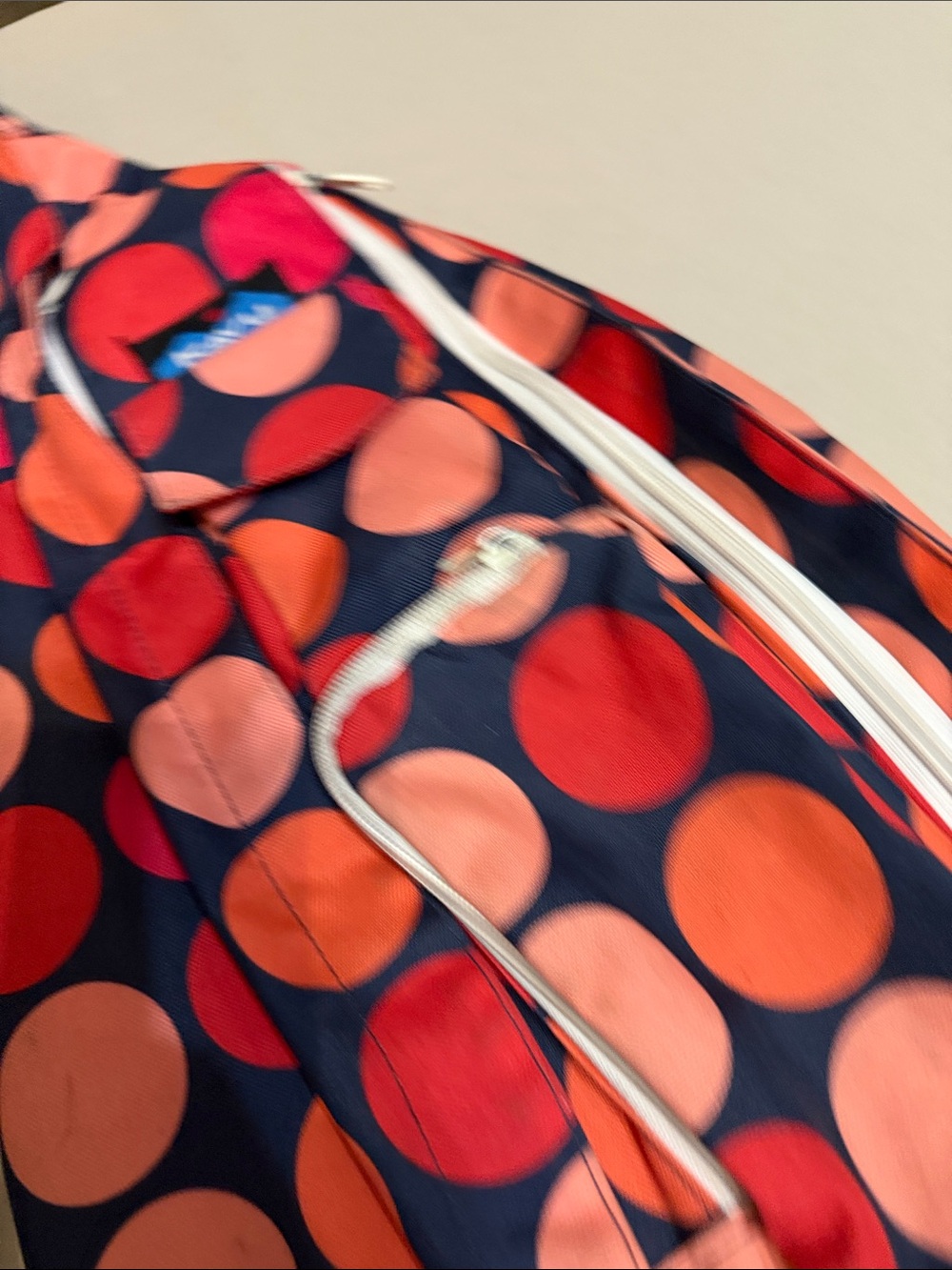 Kavu Navy Sling Bag with Coral and Red Dots - Picture 4 of 5